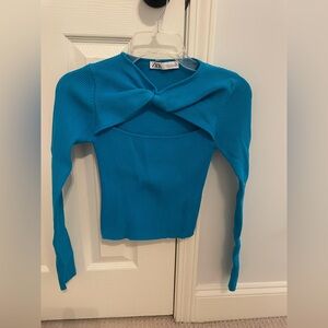 Zara knitted cross knot long sleeve top